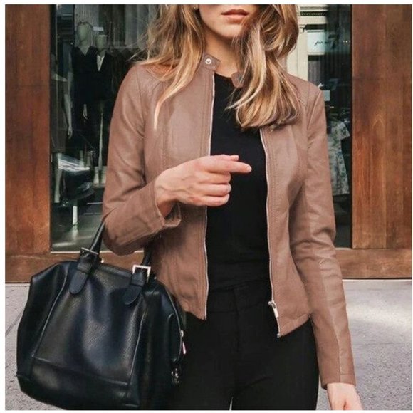 Baccini | Jackets u0026 Coats | Nwt Baccini Brown Faux Leather Jacket Size  Small | Poshmark